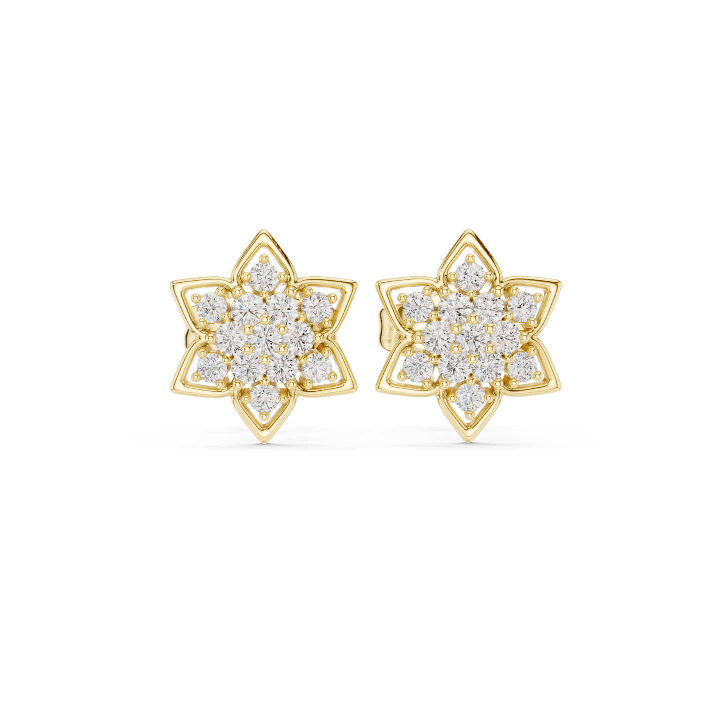 Serene Blossom Diamond Studs – Elegant Lotus Petal Arrangement - Ultimate Gift for Loved Ones