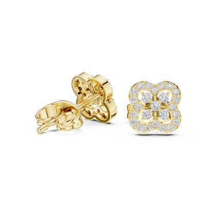 Sovereign Clover Diamond Stud Earrings • High-Class Floral Sparkle • Timeless Luxury Gift