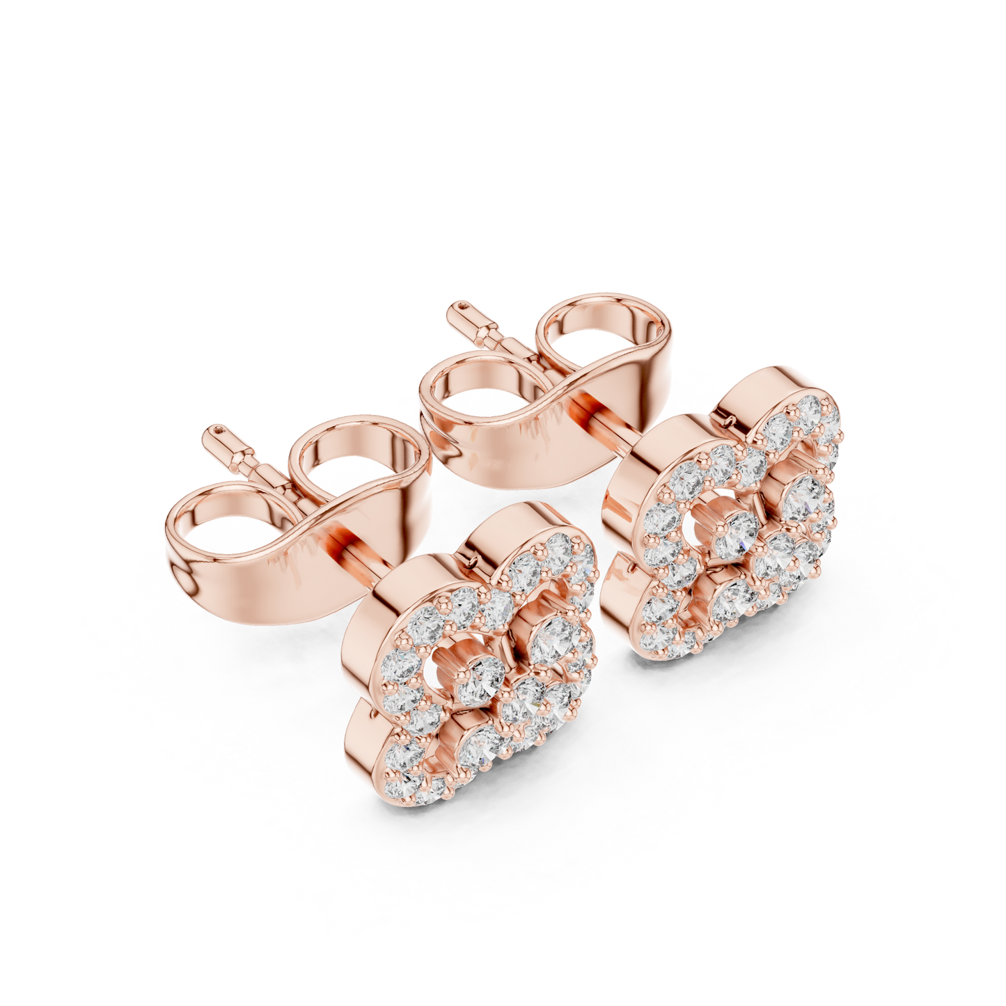 Sovereign Clover Diamond Stud Earrings • High-Class Floral Sparkle • Timeless Luxury Gift