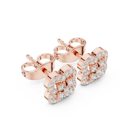 Sovereign Clover Diamond Stud Earrings • High-Class Floral Sparkle • Timeless Luxury Gift