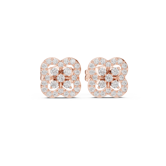 Sovereign Clover Diamond Stud Earrings • High-Class Floral Sparkle • Timeless Luxury Gift