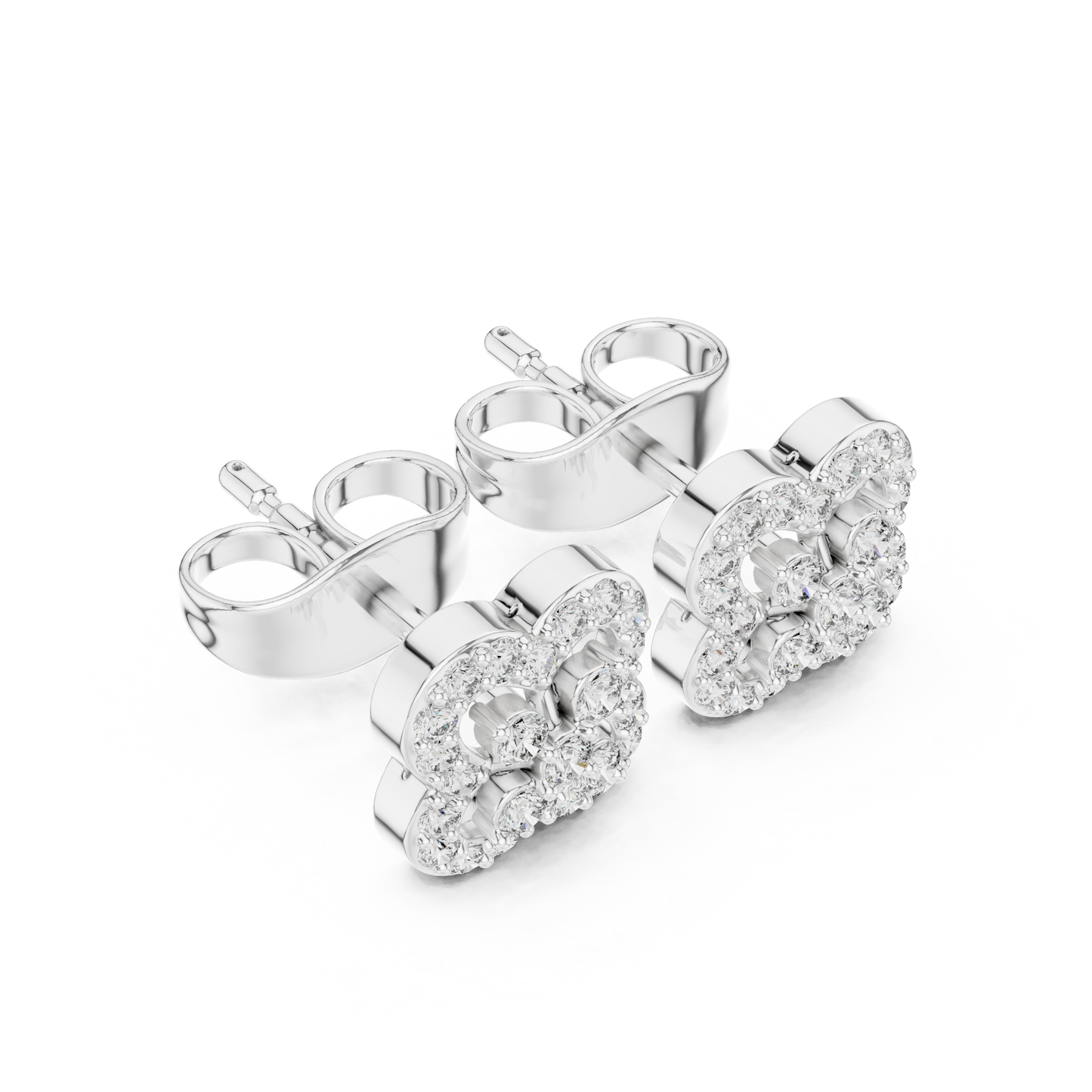 Sovereign Clover Diamond Stud Earrings • High-Class Floral Sparkle • Timeless Luxury Gift