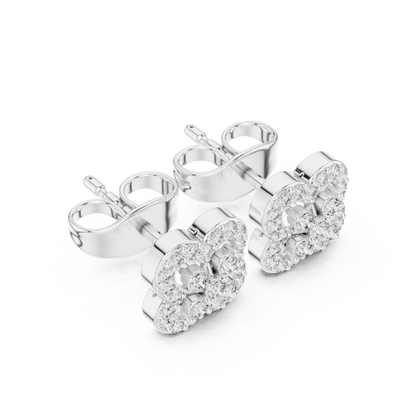 Sovereign Clover Diamond Stud Earrings • High-Class Floral Sparkle • Timeless Luxury Gift