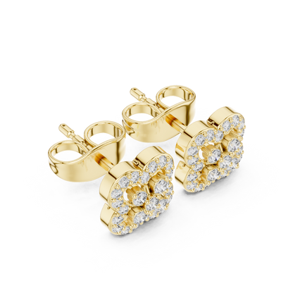 Sovereign Clover Diamond Stud Earrings • High-Class Floral Sparkle • Timeless Luxury Gift