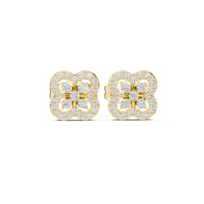 Sovereign Clover Diamond Stud Earrings • High-Class Floral Sparkle • Timeless Luxury Gift
