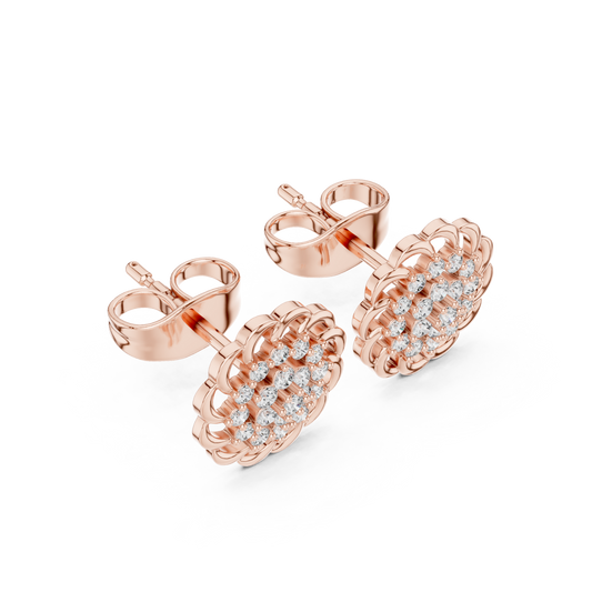 Everyday Moissanite Stud Earrings in White Gold, Floral Diamond Cluster Studs, Elegant Gift Earrings