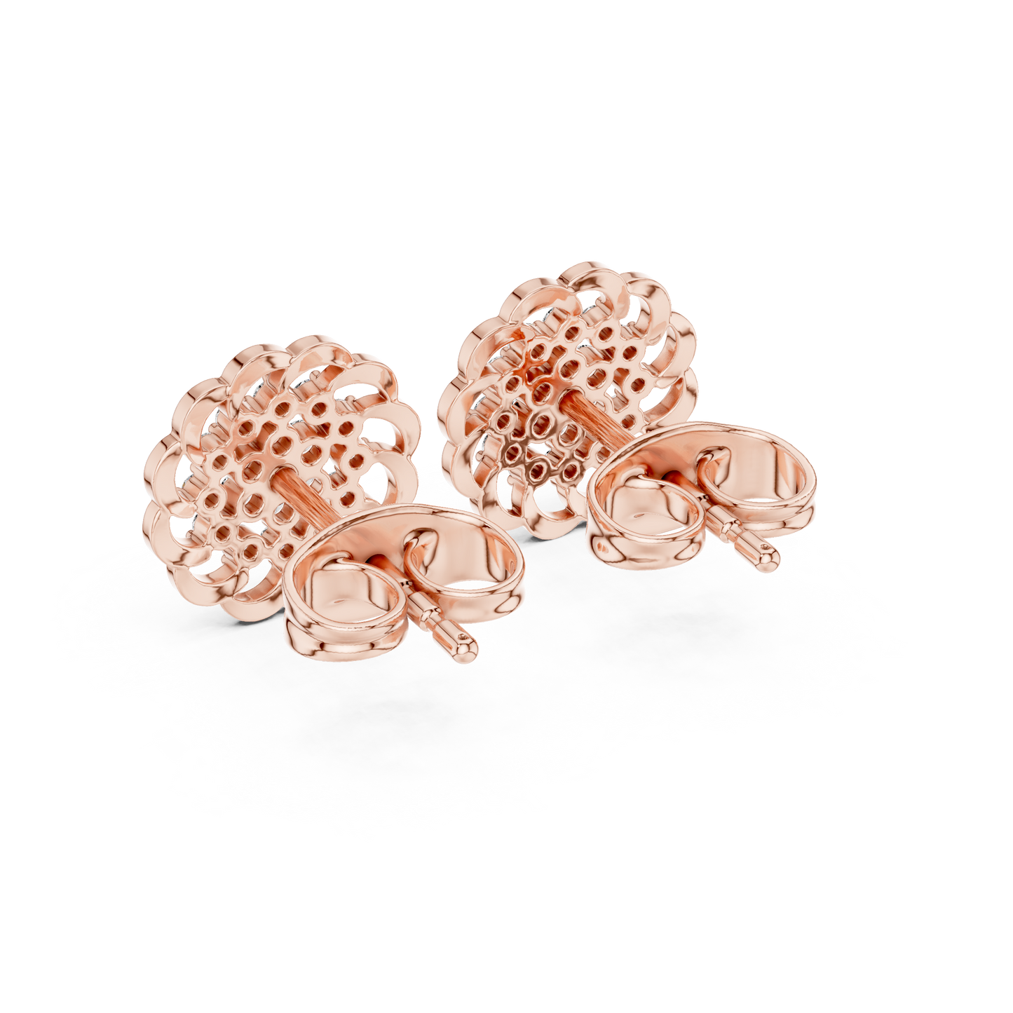 Everyday Moissanite Stud Earrings in White Gold, Floral Diamond Cluster Studs, Elegant Gift Earrings