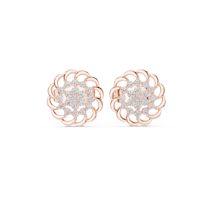 Everyday Moissanite Stud Earrings in White Gold, Floral Diamond Cluster Studs, Elegant Gift Earrings