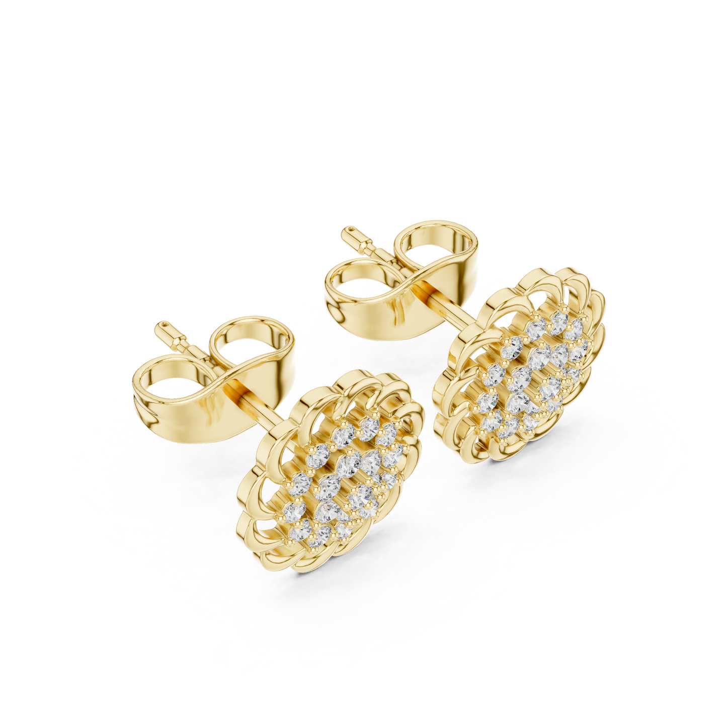 Everyday Moissanite Stud Earrings in White Gold, Floral Diamond Cluster Studs, Elegant Gift Earrings