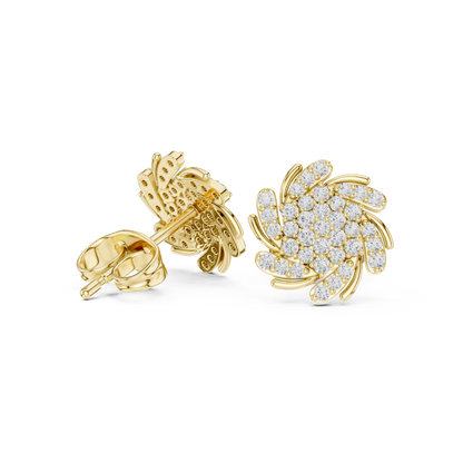 Evo Twirl Diamond Cluster Studs – Futuristic Luxe Sparkle - Thoughtful Gift She’ll Love