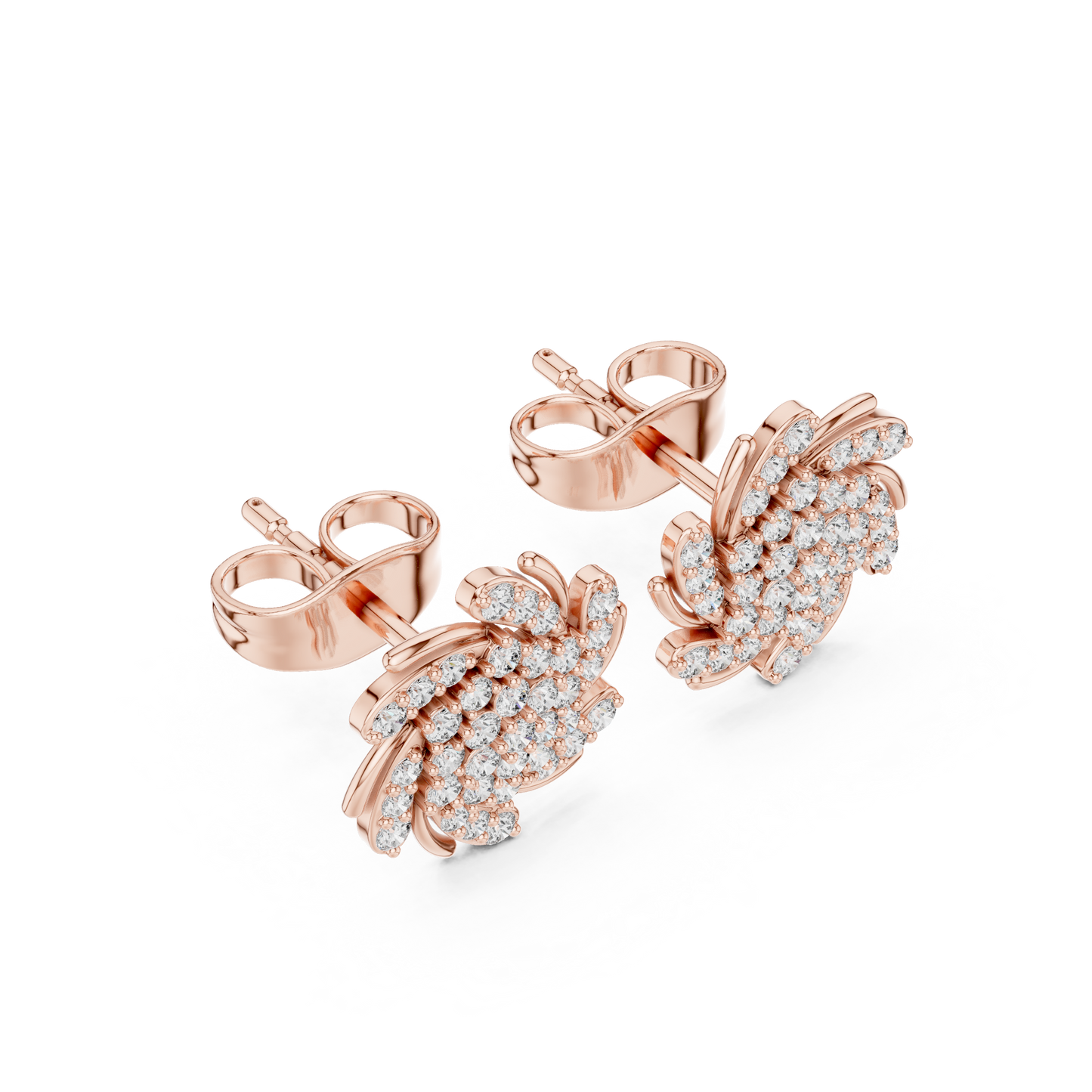 Evo Twirl Diamond Cluster Studs – Futuristic Luxe Sparkle - Thoughtful Gift She’ll Love