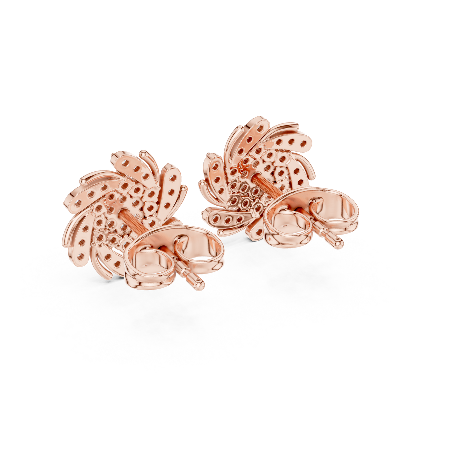 Evo Twirl Diamond Cluster Studs – Futuristic Luxe Sparkle - Thoughtful Gift She’ll Love