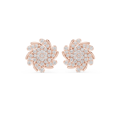 Evo Twirl Diamond Cluster Studs – Futuristic Luxe Sparkle - Thoughtful Gift She’ll Love