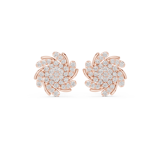 Evo Twirl Diamond Cluster Studs – Futuristic Luxe Sparkle - Thoughtful Gift She’ll Love