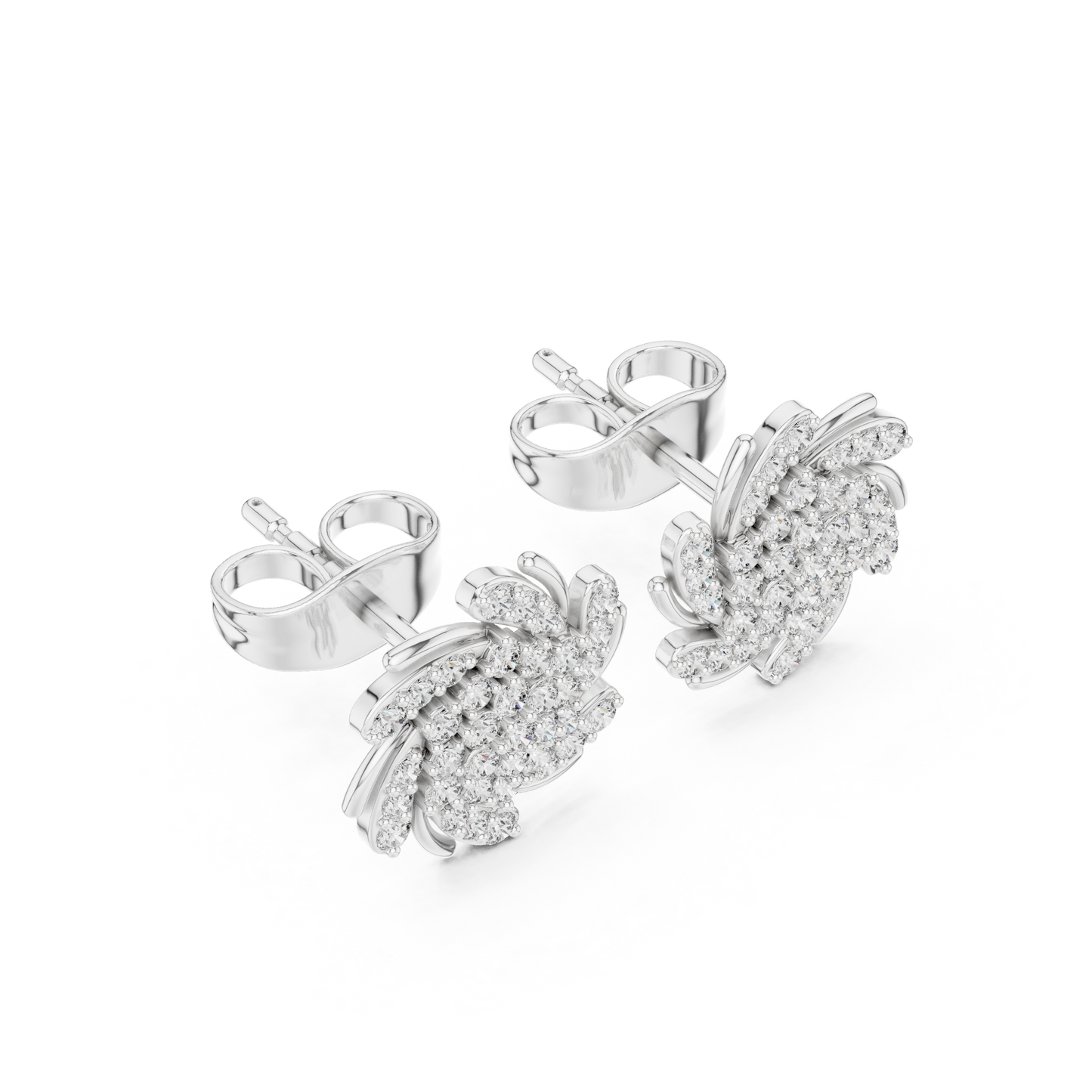 Evo Twirl Diamond Cluster Studs – Futuristic Luxe Sparkle - Thoughtful Gift She’ll Love