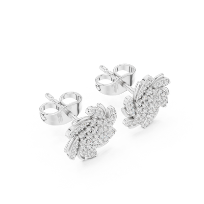 Evo Twirl Diamond Cluster Studs – Futuristic Luxe Sparkle - Thoughtful Gift She’ll Love