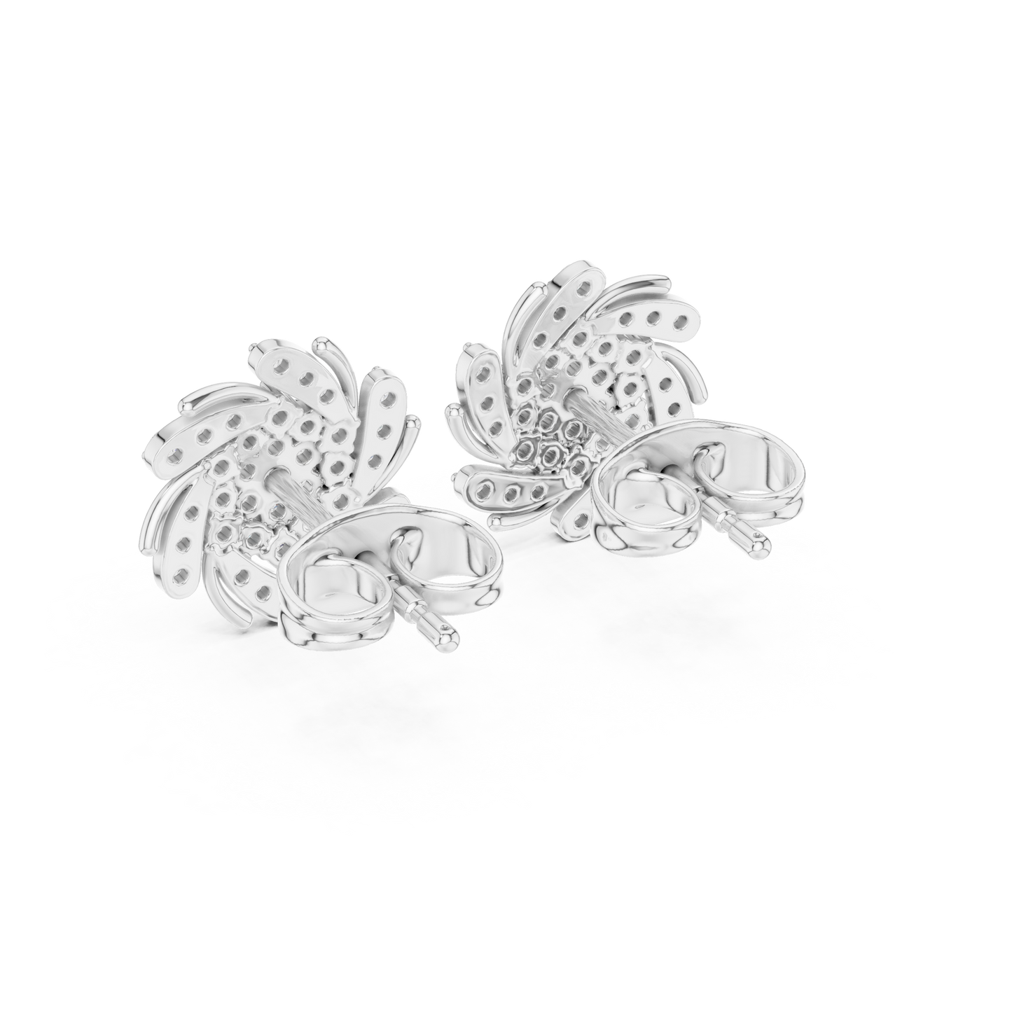 Evo Twirl Diamond Cluster Studs – Futuristic Luxe Sparkle - Thoughtful Gift She’ll Love