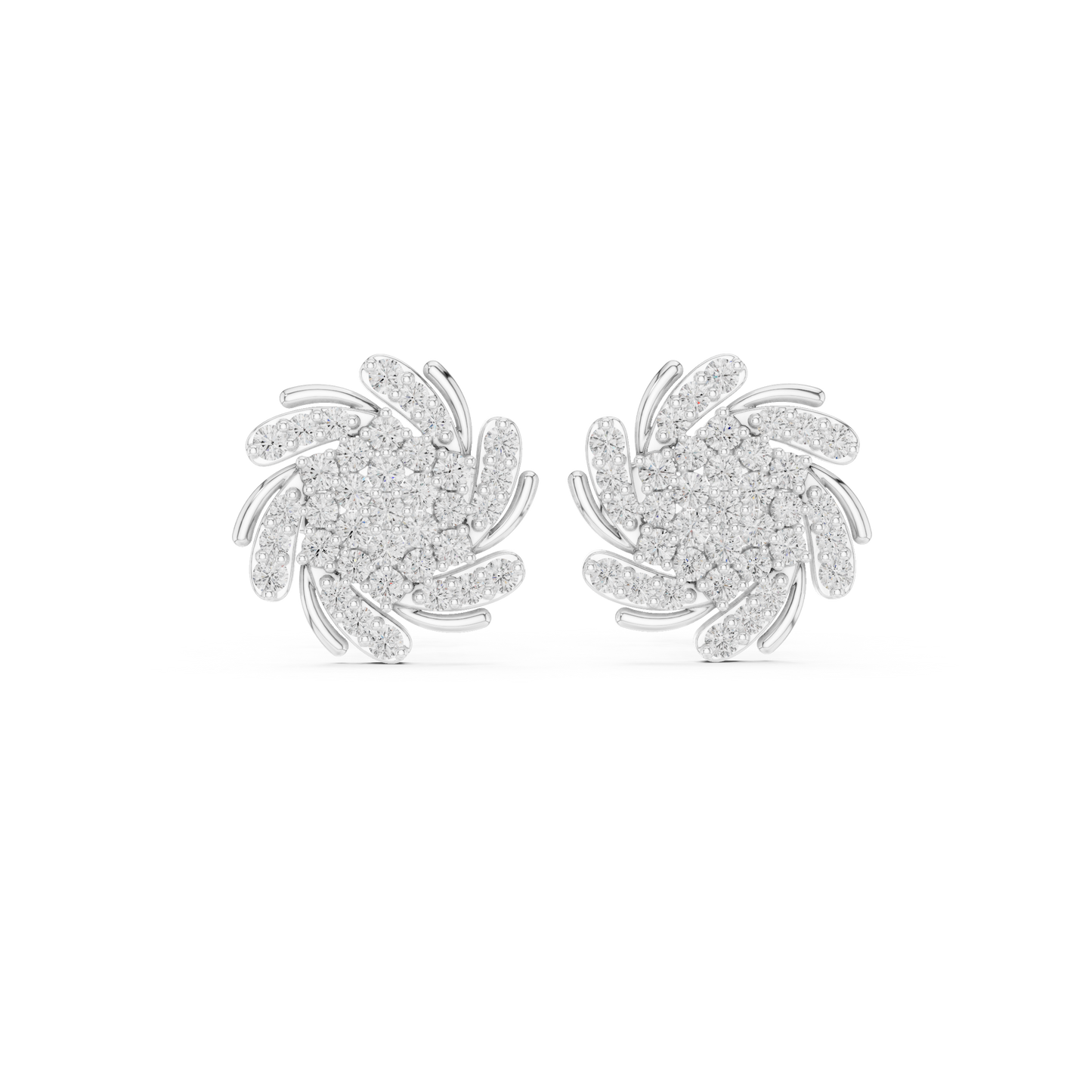 Evo Twirl Diamond Cluster Studs – Futuristic Luxe Sparkle - Thoughtful Gift She’ll Love