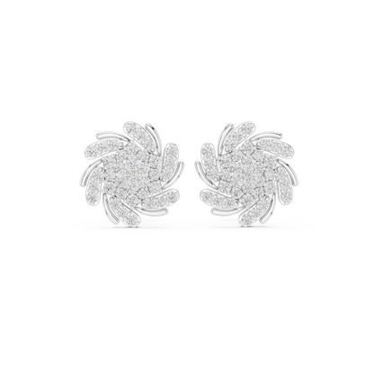 Evo Twirl Diamond Cluster Studs – Futuristic Luxe Sparkle - Thoughtful Gift She’ll Love