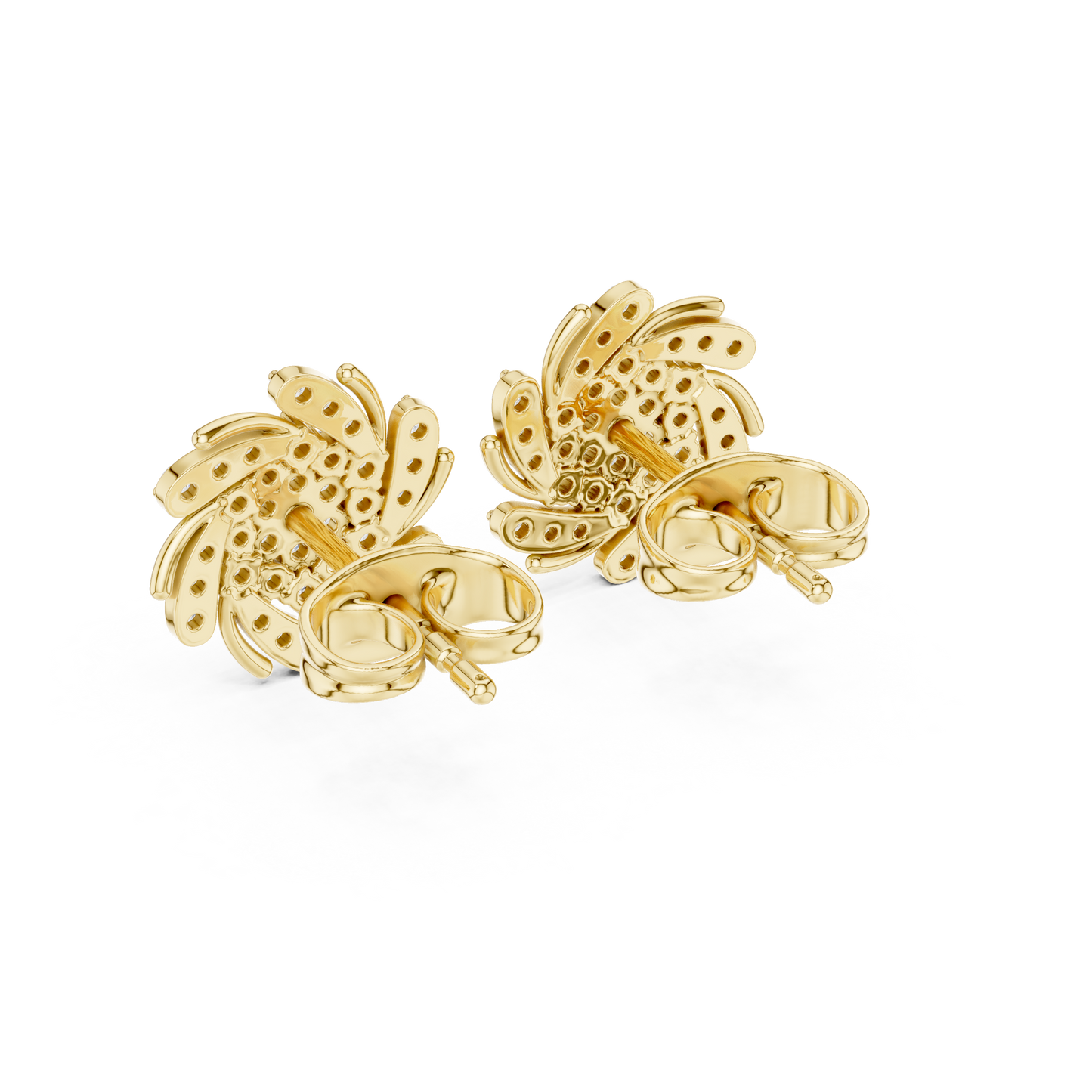 Evo Twirl Diamond Cluster Studs – Futuristic Luxe Sparkle - Thoughtful Gift She’ll Love