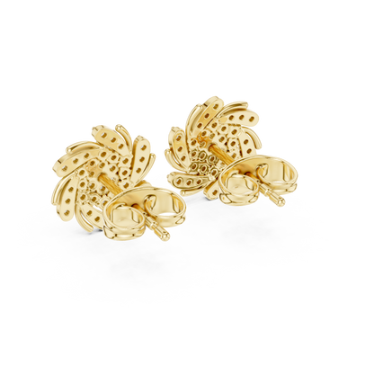 Evo Twirl Diamond Cluster Studs – Futuristic Luxe Sparkle - Thoughtful Gift She’ll Love