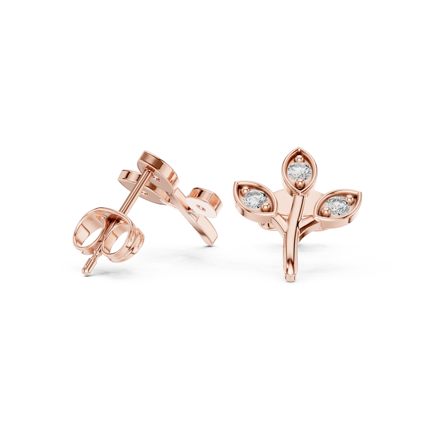 Olive Branch Stud Earrings, Tiny Leaf Earrings, Rose Gold Studs, Botanical Earrings, Everyday Minimal Jewelry