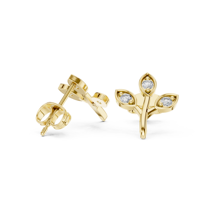 Olive Branch Stud Earrings, Tiny Leaf Earrings, Rose Gold Studs, Botanical Earrings, Everyday Minimal Jewelry