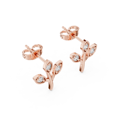 Olive Branch Stud Earrings, Tiny Leaf Earrings, Rose Gold Studs, Botanical Earrings, Everyday Minimal Jewelry