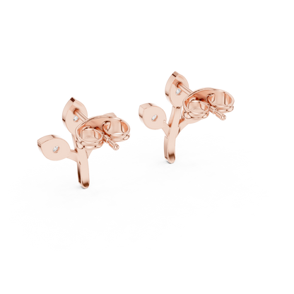 Olive Branch Stud Earrings, Tiny Leaf Earrings, Rose Gold Studs, Botanical Earrings, Everyday Minimal Jewelry