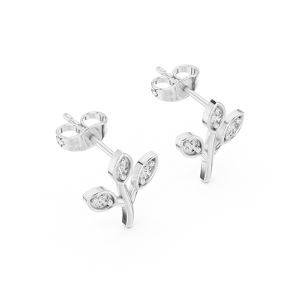 Olive Branch Stud Earrings, Tiny Leaf Earrings, Rose Gold Studs, Botanical Earrings, Everyday Minimal Jewelry