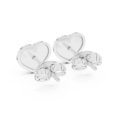 Heart Diamond Stud Earrings, Tiny Heart Studs, Cubic Zirconia Pavé Earrings, Cute Romantic Jewelry