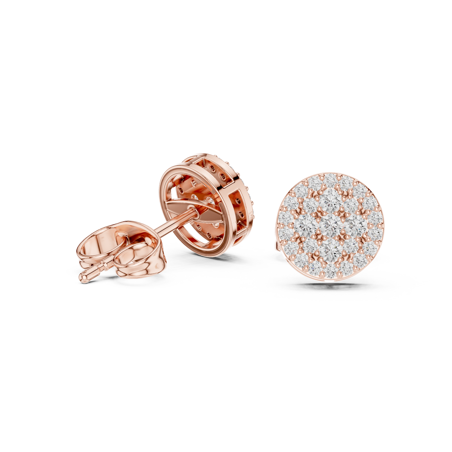 European Boutique Pavé Studs, Round Cluster Diamond Look Earrings, High-End Minimalist Fine Jewelry