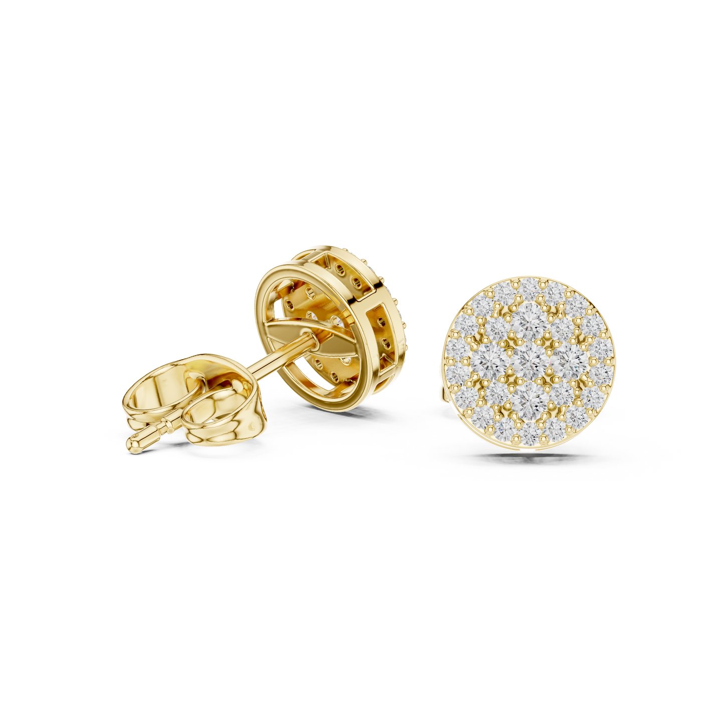 European Boutique Pavé Studs, Round Cluster Diamond Look Earrings, High-End Minimalist Fine Jewelry