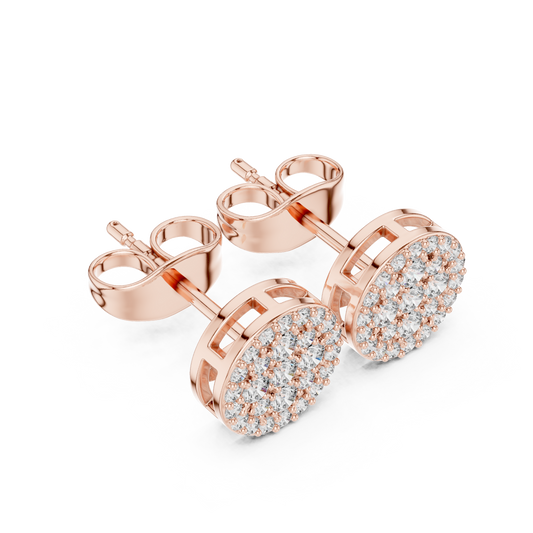 European Boutique Pavé Studs, Round Cluster Diamond Look Earrings, High-End Minimalist Fine Jewelry