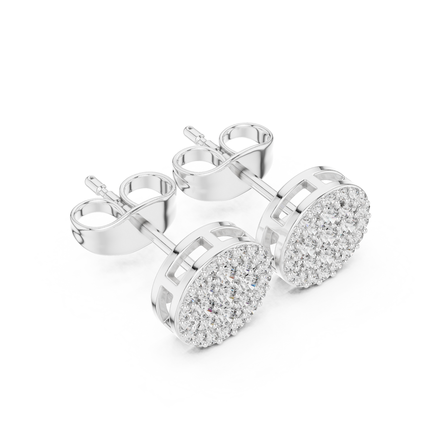 European Boutique Pavé Studs, Round Cluster Diamond Look Earrings, High-End Minimalist Fine Jewelry