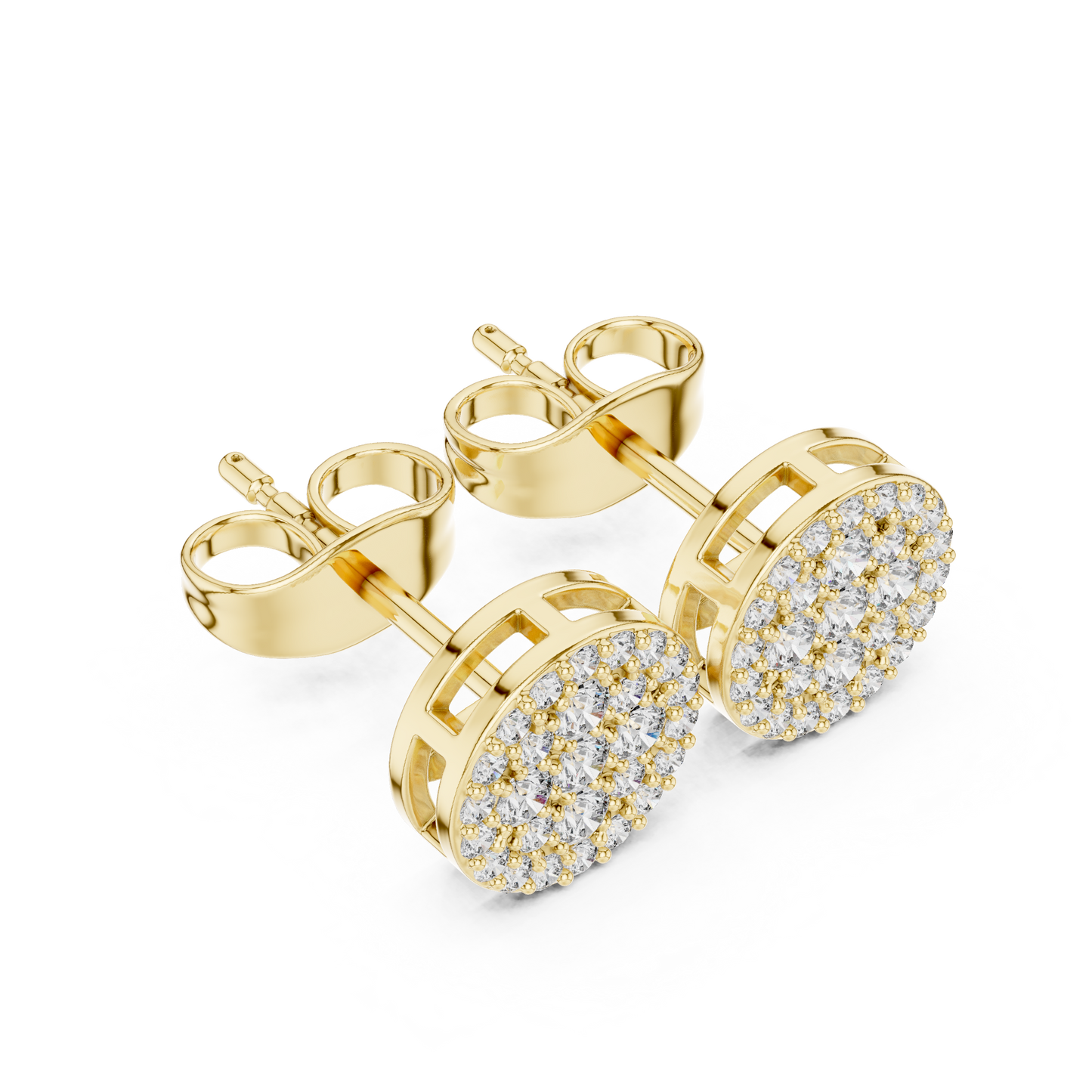 European Boutique Pavé Studs, Round Cluster Diamond Look Earrings, High-End Minimalist Fine Jewelry