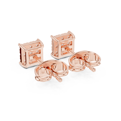 Square Diamond Stud Earrings in Silver | Pavé Cluster Studs | Minimalist Luxury Gift for Her