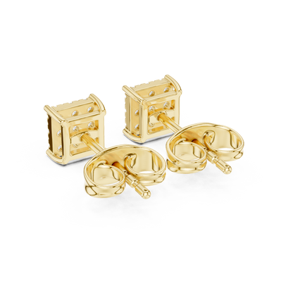 Square Diamond Stud Earrings in Silver | Pavé Cluster Studs | Minimalist Luxury Gift for Her