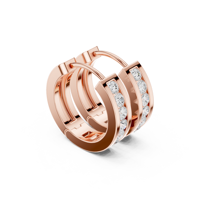 Chunky Huggie Hoop Earrings with CZ, Gold Plated Hoops, Trendy Earrings for Women, Glam Minimal Jewelry