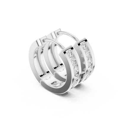 Chunky Huggie Hoop Earrings with CZ, Gold Plated Hoops, Trendy Earrings for Women, Glam Minimal Jewelry