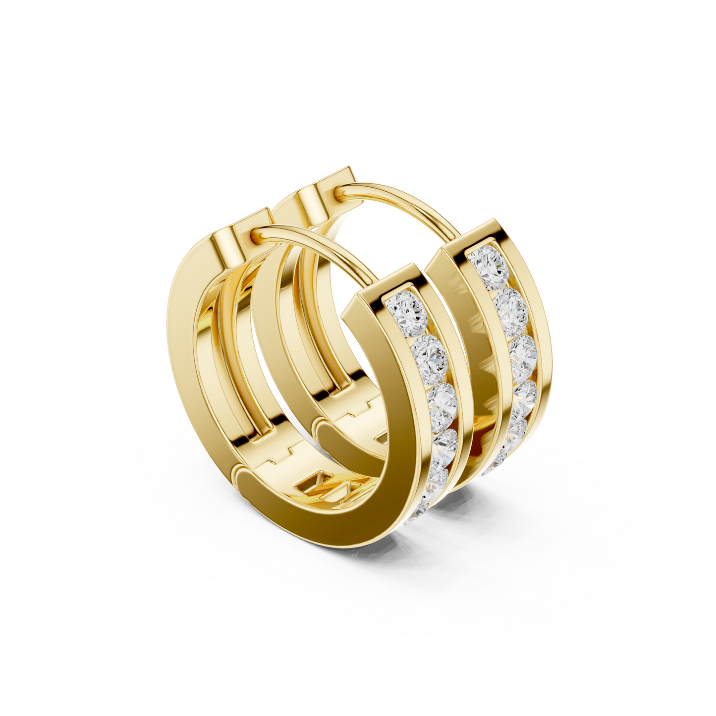 Chunky Huggie Hoop Earrings with CZ, Gold Plated Hoops, Trendy Earrings for Women, Glam Minimal Jewelry