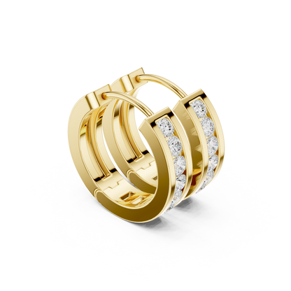 Chunky Huggie Hoop Earrings with CZ, Gold Plated Hoops, Trendy Earrings for Women, Glam Minimal Jewelry
