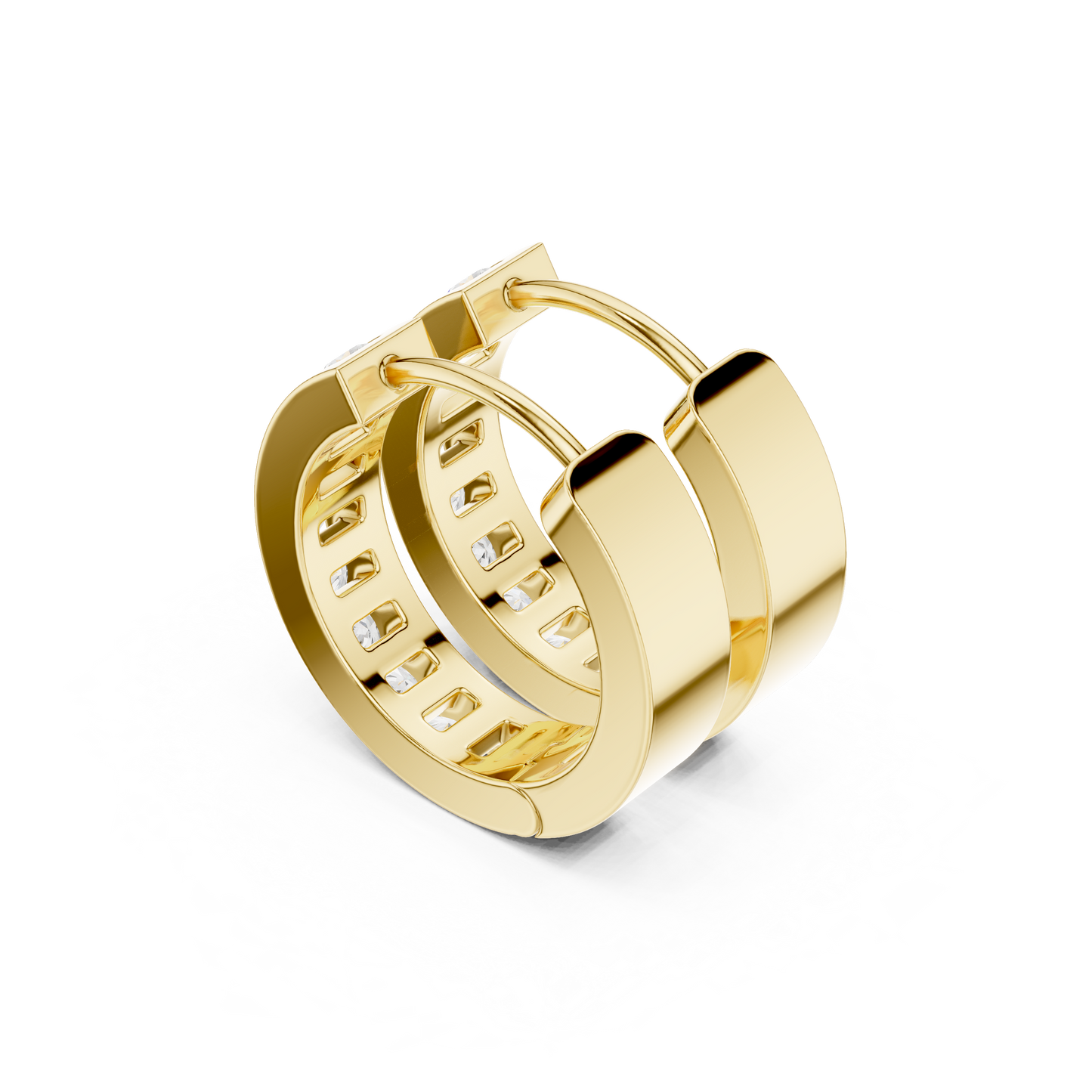 Chunky Huggie Hoop Earrings with CZ, Gold Plated Hoops, Trendy Earrings for Women, Glam Minimal Jewelry