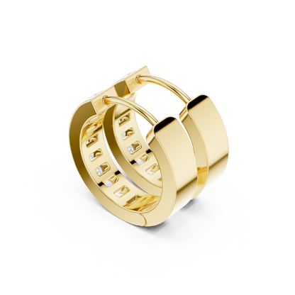 Chunky Huggie Hoop Earrings with CZ, Gold Plated Hoops, Trendy Earrings for Women, Glam Minimal Jewelry