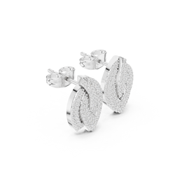 Ecliptic Knot Frost Flow - Shine Arc Ether Drift - Sculpted Glimmer Double Loop Earrings