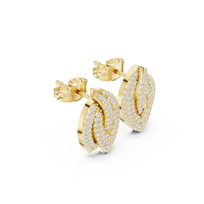 Ecliptic Knot Frost Flow - Shine Arc Ether Drift - Sculpted Glimmer Double Loop Earrings