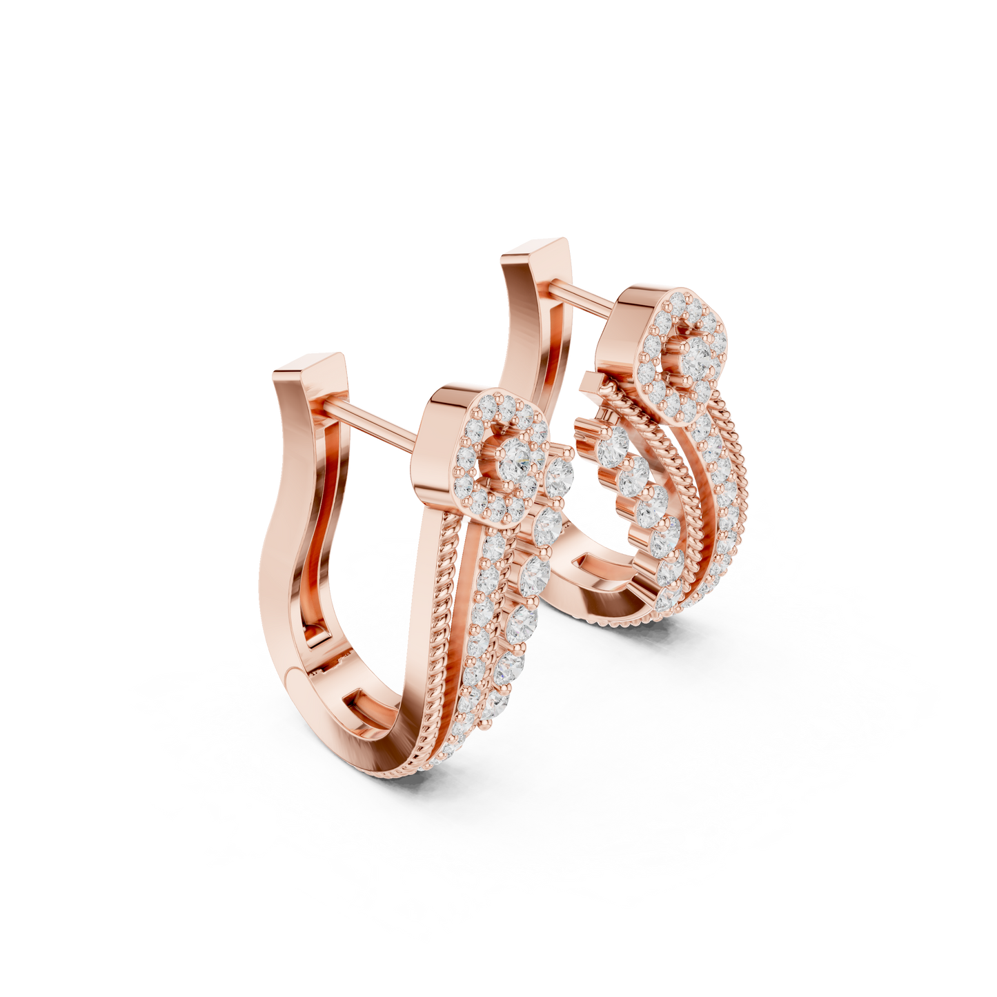 Estate Style Diamond Huggies, Antique Milgrain Pavé Hoops, Classic High-End Hoop Earrings, 14K Gold