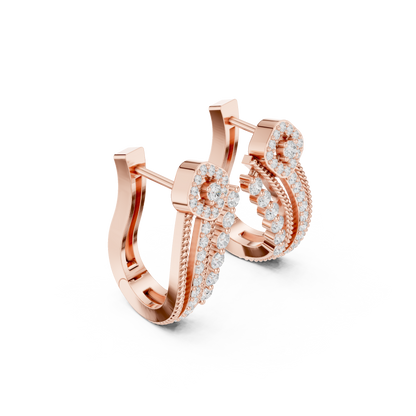 Estate Style Diamond Huggies, Antique Milgrain Pavé Hoops, Classic High-End Hoop Earrings, 14K Gold