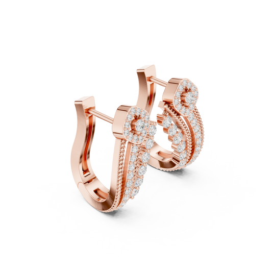 Estate Style Diamond Huggies, Antique Milgrain Pavé Hoops, Classic High-End Hoop Earrings, 14K Gold