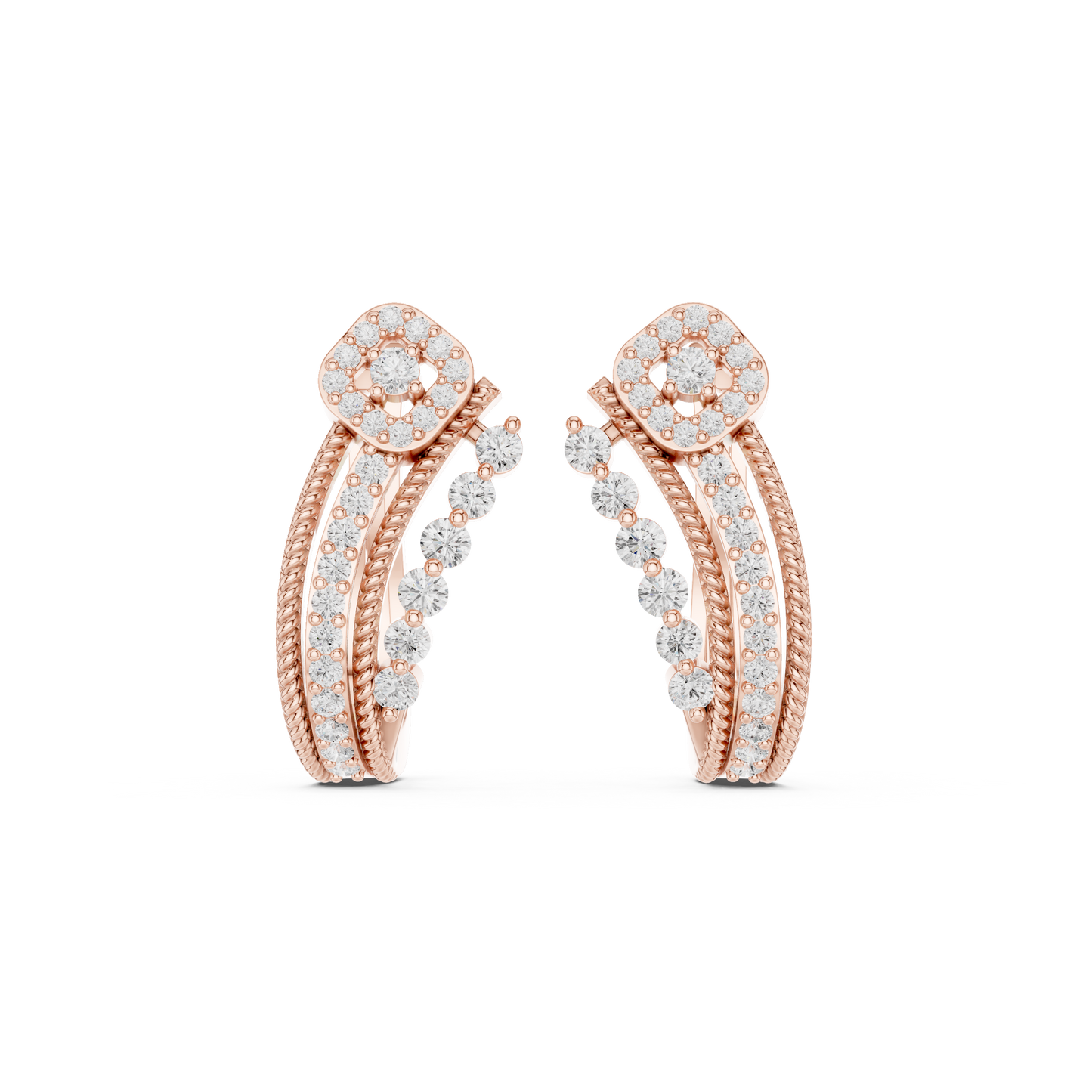 Estate Style Diamond Huggies, Antique Milgrain Pavé Hoops, Classic High-End Hoop Earrings, 14K Gold